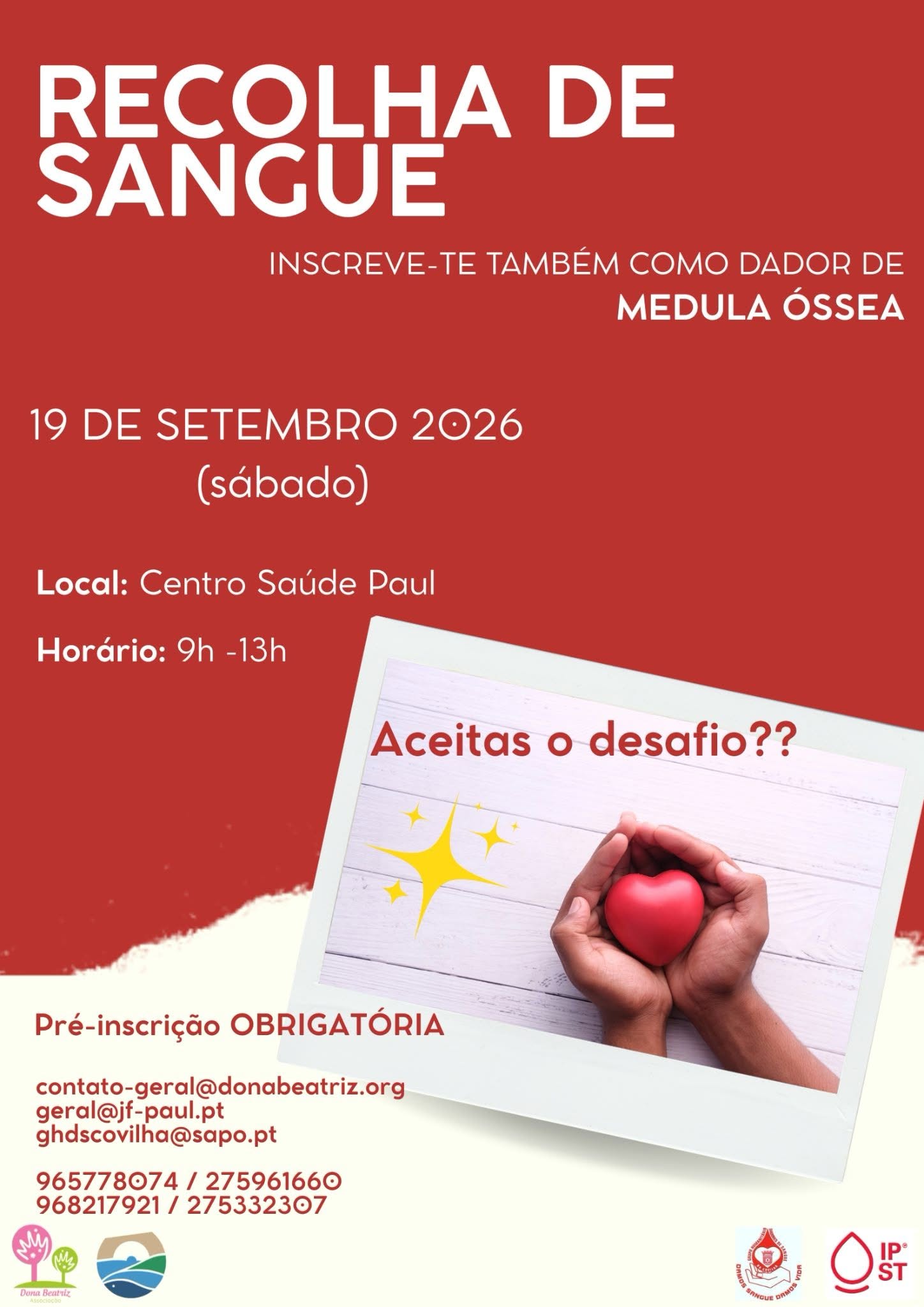 Paul recebe nova ação de recolha de sangue a 19 de setembro